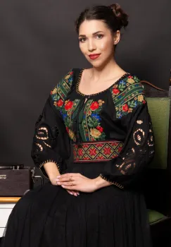 Brau traditional dama Matilda cu broderie in romb imagine