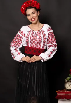 Brau traditional rosu Matilda cu simbolul rombului imagine