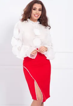 Camasa delicata alba din crep cu trandafiri 3D imagine