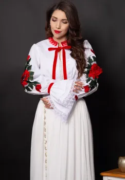 Camasa eleganta de inspiratie traditionala Eleanor cu simbolul trandafirului imagine