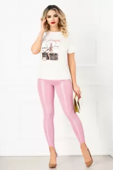 Colanti lila cu talie inalta si banda elastica imagine