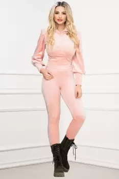 Compleu Britney rose cu push up din catifea soft imagine