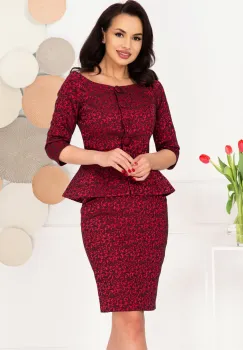 Compleu dama elegant bordo din brocard imagine