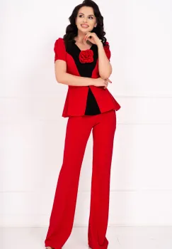 Compleu dama elegant rosu Ruslana cu floare 3D imagine