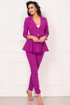 Compleu dama magenta elegant InPuff cu peplum imagine