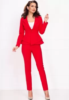 Compleu elegant InPuff din doua piese rosu cu peplum imagine