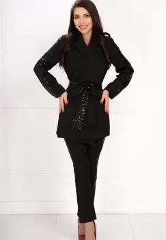 Compleu elegant negru cu insertii din paiete imagine