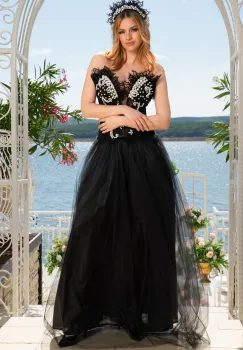 Corset Lacrima de Perla cu broderii din organza dantelate si perle cusute manual Legendaria by Venezia imagine