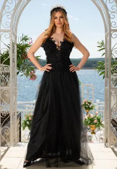 Corset negru Taina de Perla cu dantela pretioasa Legendaria by Venezia imagine