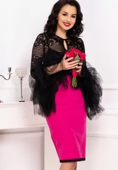 Fusta ciclam conica Venezia cu benzi in zig-zag la terminatie imagine