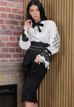 Fusta conica neagra Taina Dantelata imagine