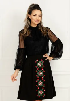 Fusta Effect neagra cu broderie traditionala imagine