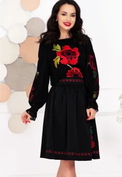 Fusta Effect neagra in clos accesorizata cu broderie traditionala imagine