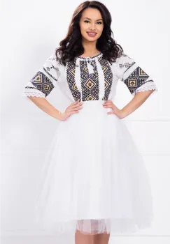 Fusta midi din tulle alb imagine