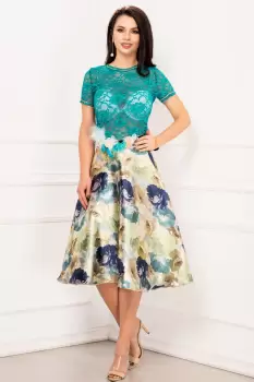 Fusta Venezia eleganta in culori pastelate cu flori 3D imagine