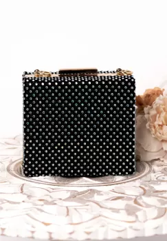 Geanta eleganta Ivonne neagra cu strassuri imagine