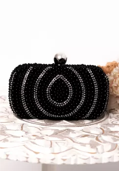 Geanta eleganta Parfois neagra decorata cu perle si strassuri imagine