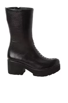 Ghete dama negre lungi din piele naturala cu capse decorative imagine