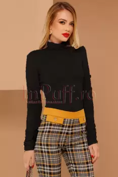 Helanca neagra Pretty Girl cu brosa si fundita la gat imagine