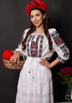 Ie dama alba din bumbac Angelita cu broderie traditionala imagine