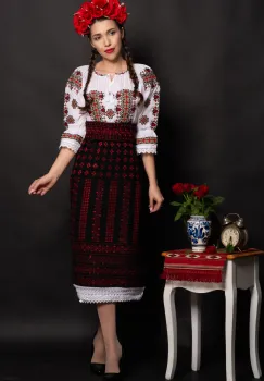 Ie dama din bumbac Niculina cu broderie traditionala imagine