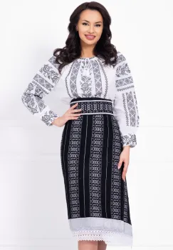 Ie dama traditionala Mariuca din bumbac cu broderie gri imagine