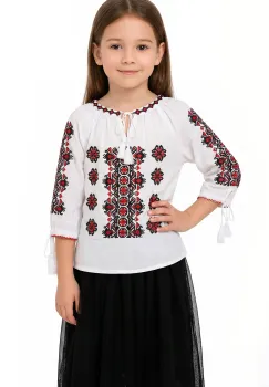 Ie fetita alba Isaia din bumbac cu broderie traditionala imagine