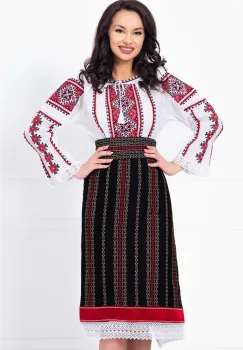 Ie traditionala Gineta cu broderie rosie inspirata din motive populare imagine