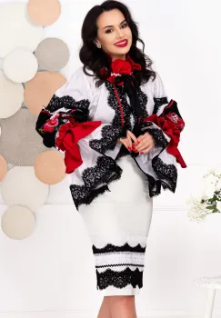 Ie traditionala stilizata Freamat de Dragoste cu maneci clopot imagine