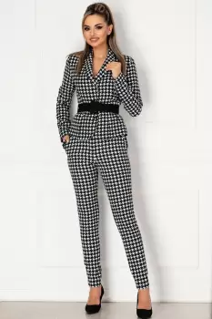 Pantaloni conici Pretty Girl office cu imprimeu pepit imagine