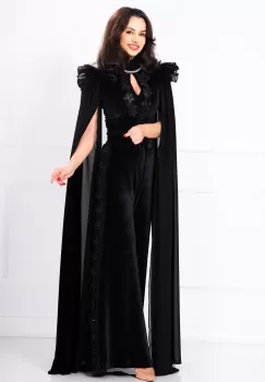 Pantaloni eleganti evazati din catifea cu dantela si paiete pe lateral Legendaria by Venezia imagine