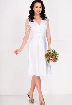 Rochie de cununie alba Britney in clos cu maneci din tulle imagine