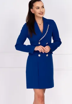 Rochie de ocazie albastru royal tip sacou Nadina decorata cu strassuri imagine