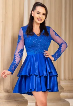 Rochie de ocazie baby-doll eleganta cu dantela si volane imagine