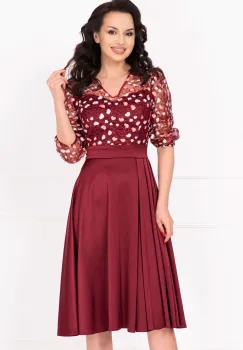 Rochie de ocazie eleganta bordo Cristina cu bust brodat imagine