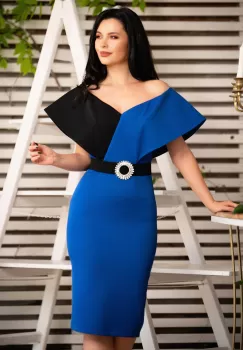 Rochie de ocazie Maxine albastra conica cu catarama pretioasa imagine