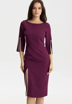 Rochie de ocazie midi Daria mov decorata cu margele imagine