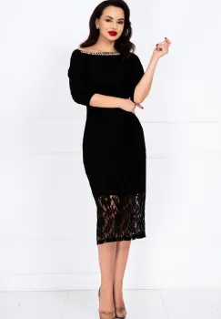 Rochie de ocazie midi din dantela neagra imagine