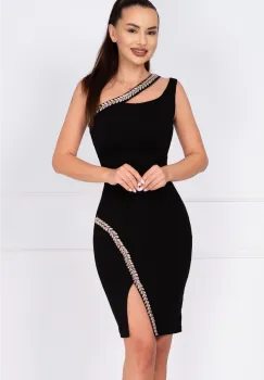 Rochie de ocazie neagra Florence decorata cu pietre sclipitoare imagine