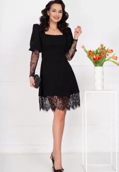 Rochie de ocazie neagra in clos Theodora cu dantela imagine