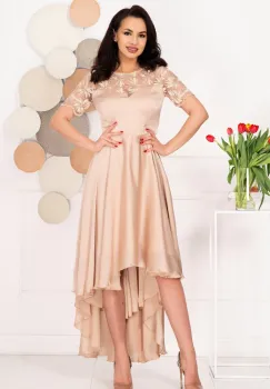 Rochie de ocazie nude asimetrica cu broderie pretioasa imagine
