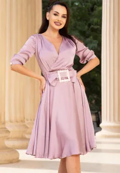 Rochie de ocazie Pretty Girl lila in clos cu cordon tip funda imagine