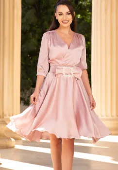 Rochie de ocazie Pretty Girl roz prafuit in clos cu cordon detasabil tip funda imagine