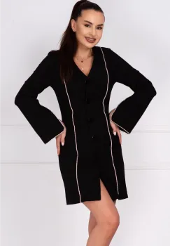 Rochie de ocazie tip sacou cu benzi pretioase din strassuri imagine