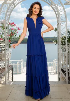 Rochie de seara albastra cu volane imagine