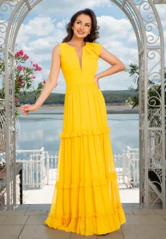 Rochie de seara galbena cu volane imagine