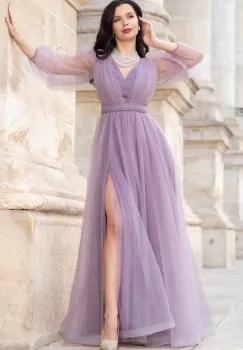 Rochie de seara lunga eleganta rose Esmeralda cu glitter imagine