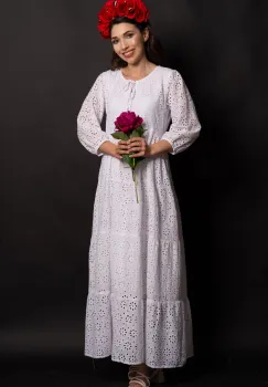 Rochie de vara alba Annabel din broderie englezeasca imagine