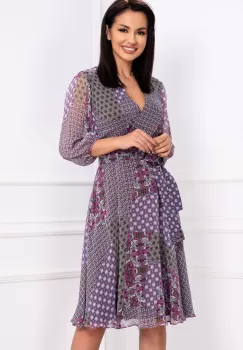 Rochie de zi Effect din voal texturat cu imprimeu tomnatic imagine