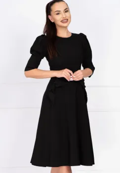 Rochie de zi in clos neagra Helene cu fundite decorative imagine